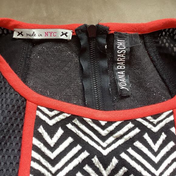 Yoana Baraschi Runway Dress 6 Black White Geometric Mesh Panel Colorblock Fall - Picture 4 of 11